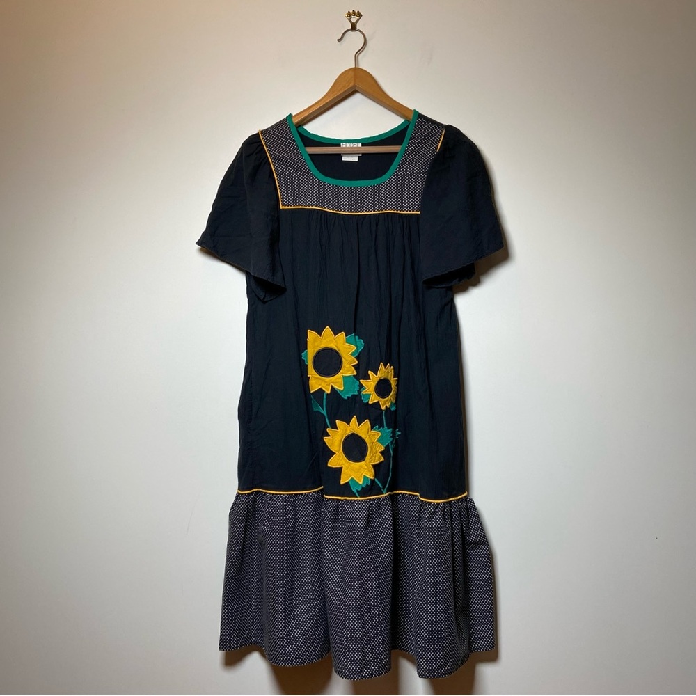 Vintage Appel Sunflower Gauze Dress Medium